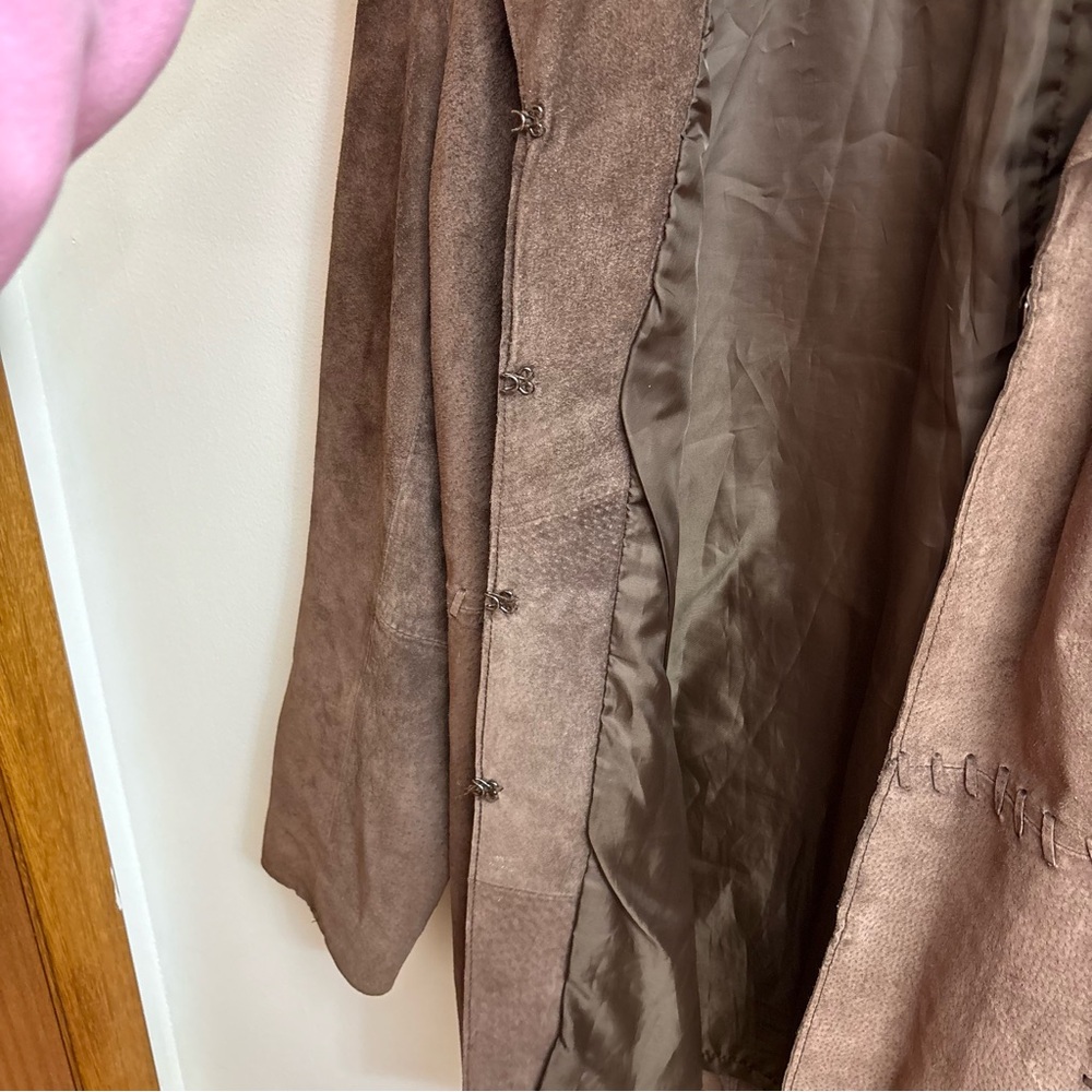 Vintage Fitted Leather Suede Sonoma Jacket Womens XL With Stitching Detail Brown - Picture 14 of 15